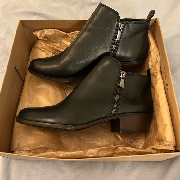 Black Leather Ankle Boots Lucky Brand - Picture 1 of 7